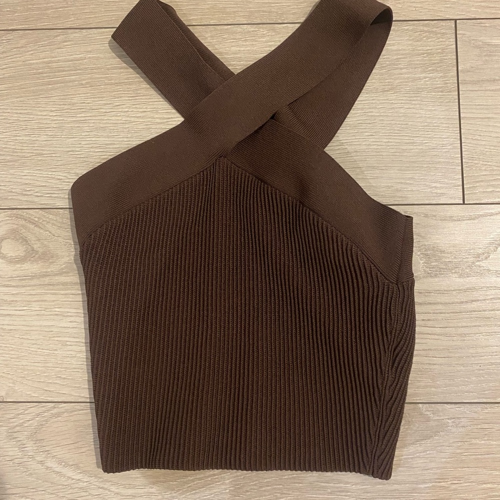 Aritzia Brown Ribbed Tank Top